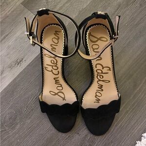 Sam Edelman ODILA Black Suede Scalloped Block Heel